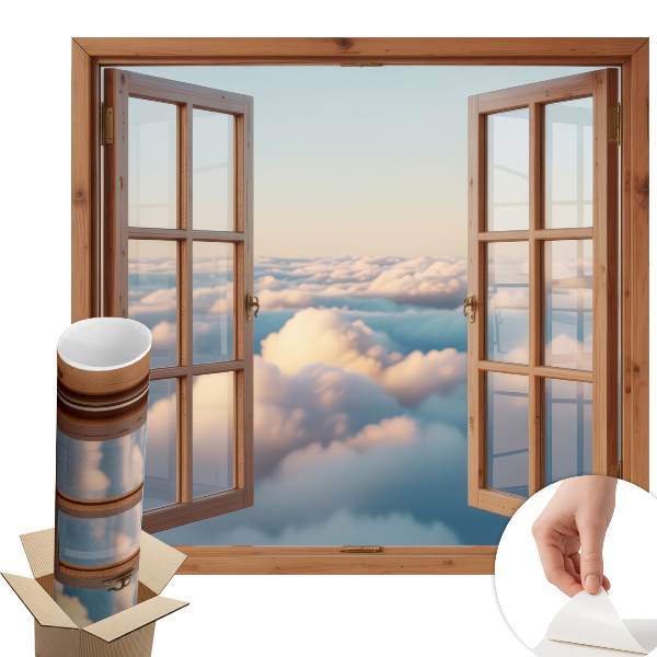 Autocolant perete fereastră 130x121 Norii cerului