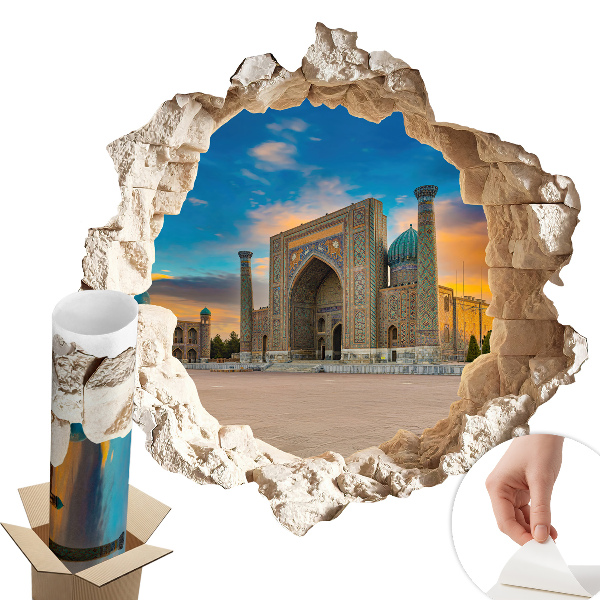 Sticker perete gaură 3D 130x128 Descoperire arhitecturală