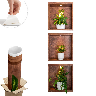 Abțibild perete 3d 17x60 Nișe de plante