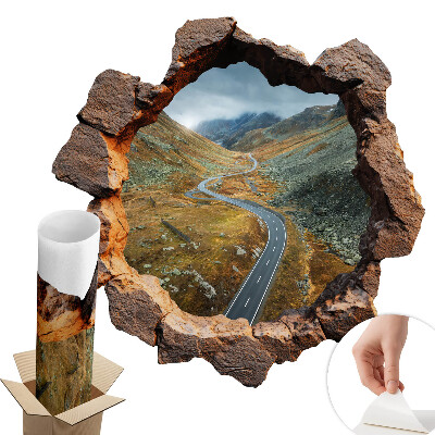 Sticker gaură 3D 60x60 Drumeție montană