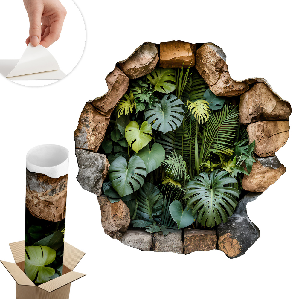 Sticker gaură 3D 60x60 Oază tropicală