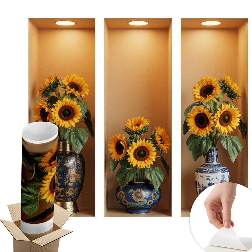 Abțibild perete 3d 60x54 Buchete de floarea-soarelui