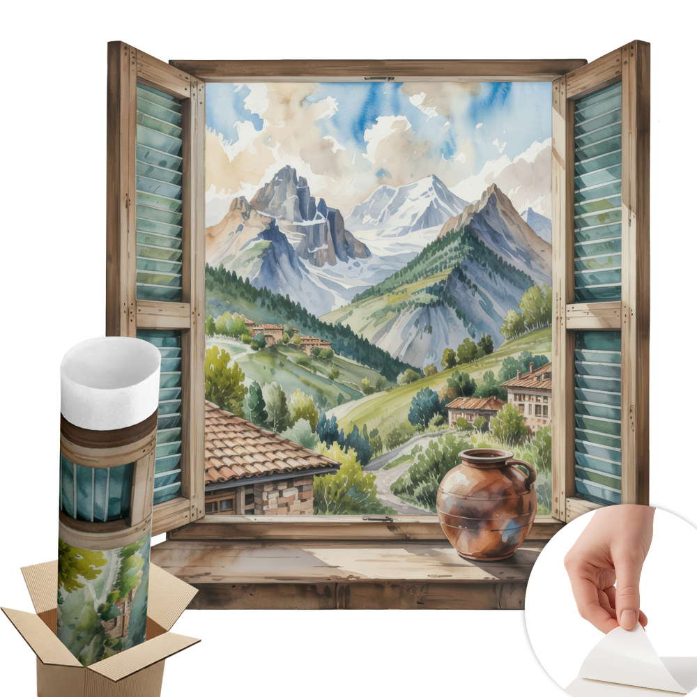 Fototapet fereastră 3d 60x55 Peisaj montan