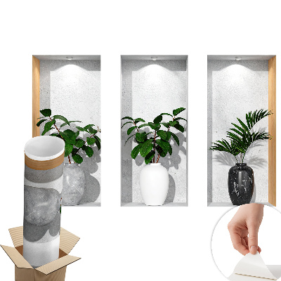 Abțibild perete 3d 60x37 Nișe de plante