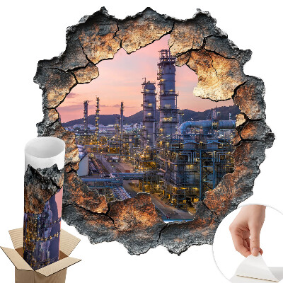 Sticker gaură 3D 78x80 Turnuri de rafinărie