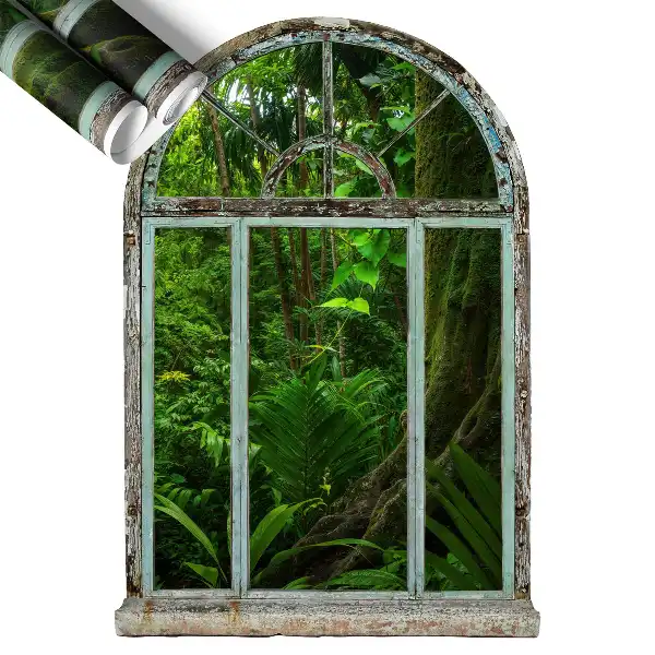 Fototapet fereastră 3d 55x80 Fereastră tropicală.