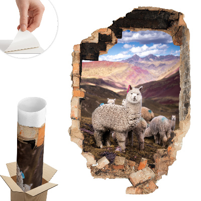 Sticker gaură 3D 53x80 Munții Alpaca