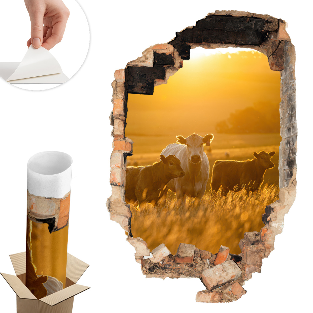 Sticker gaură 3D 53x80 Peisaj rural