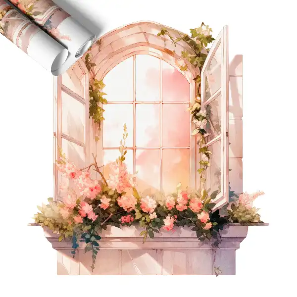 Fototapet fereastră 3d 75x80 Fereastră romantică