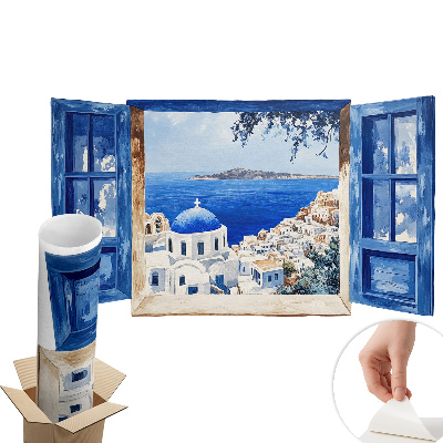 Fototapet fereastră 3d 80x46 Peisaj grecesc
