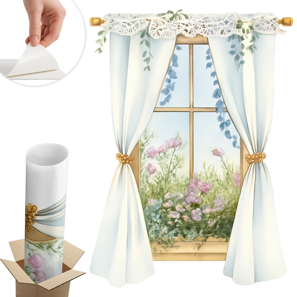 Fototapet fereastră 3d 58x80 Perdele cu vedere