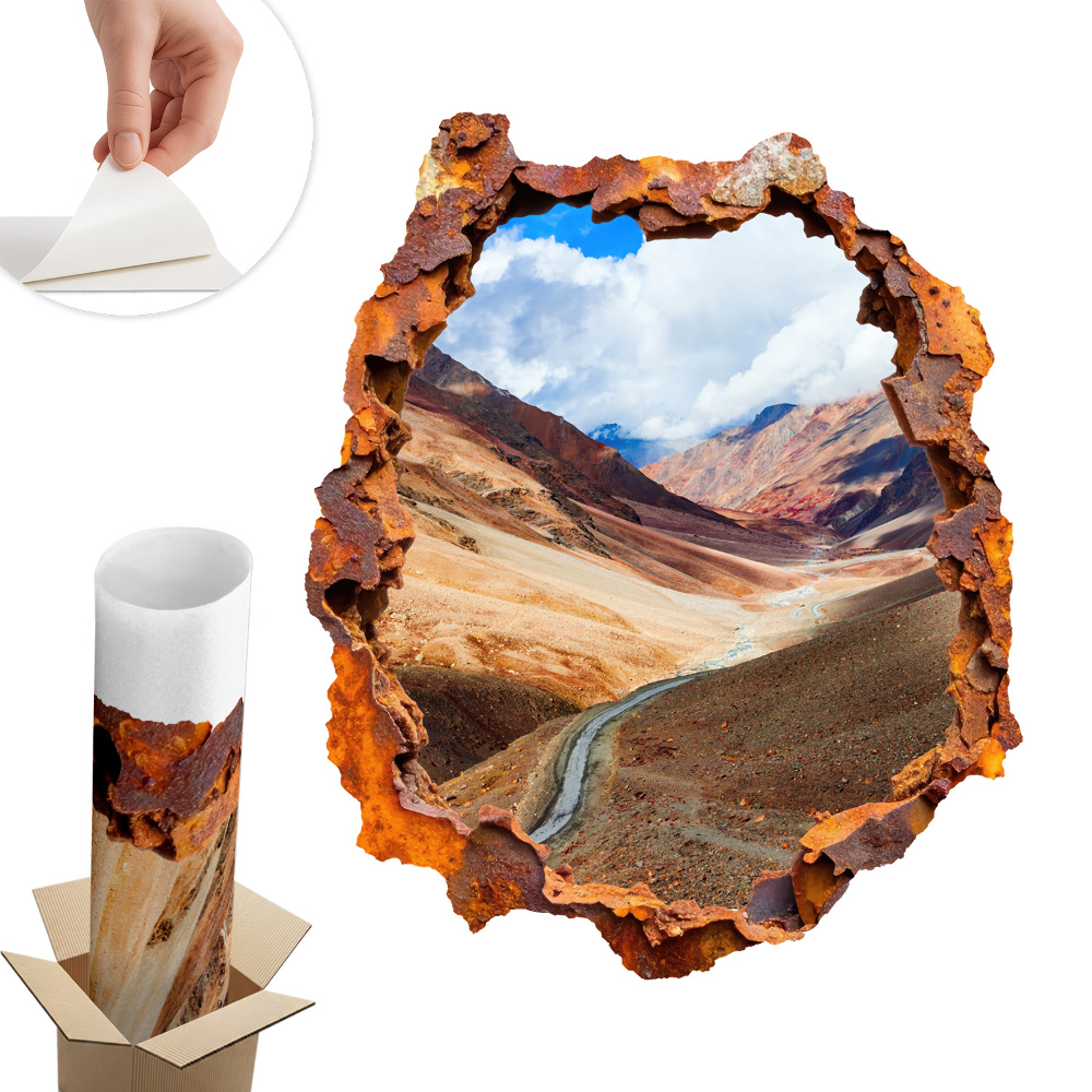 Sticker gaură 3D 66x80 Peisaj montan