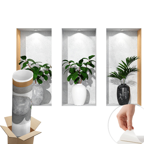 Abțibild perete 3d 80x50 Nișe de plante