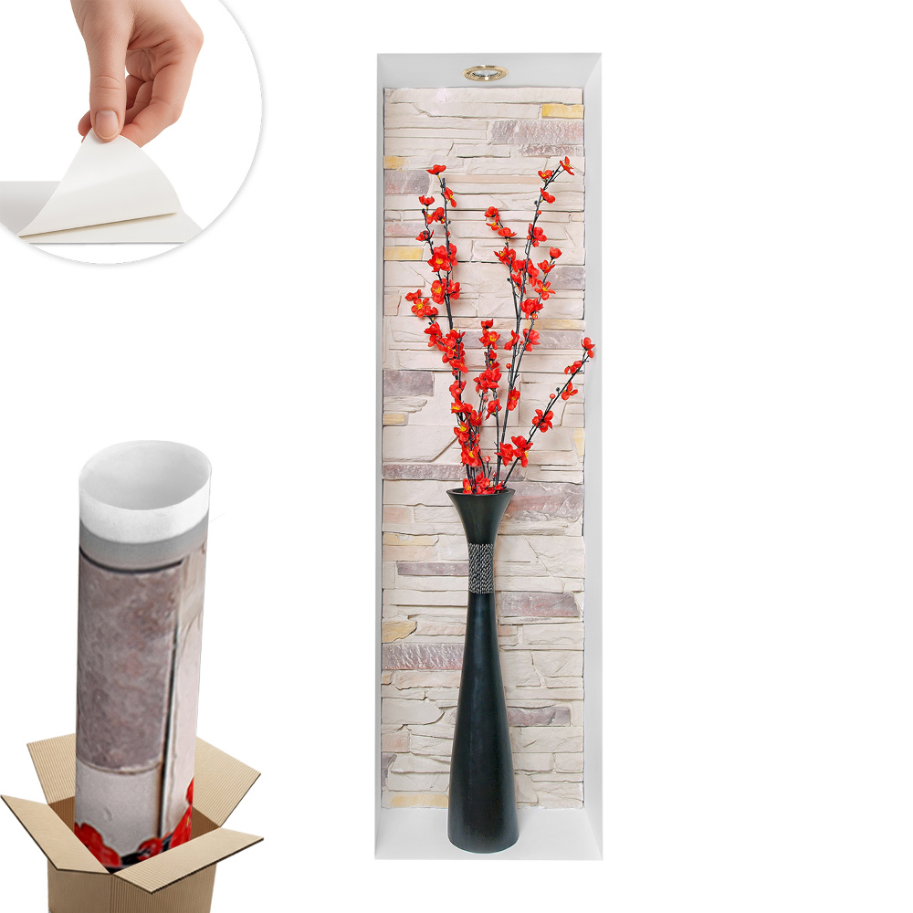 Abțibild perete 3d 23x80 Flori și pietre