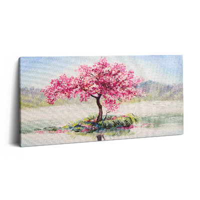 Tablou tipărite pe pânză 100x50 Mozaic care înfățișează un copac înflorit al îndrăgostiților