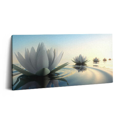 Tablou tipărite pe pânză 100x50 Flori de crin pe apă