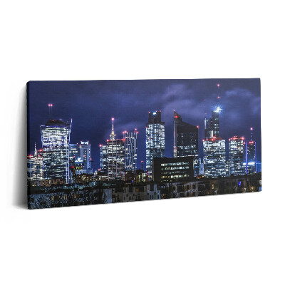 Tablou tipărite pe pânză 100x50 Clădirile orașului noaptea