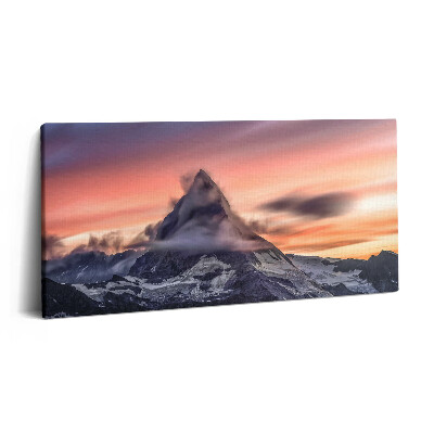 Tablou tipărite pe pânză 100x50 Munte singuratic la apus