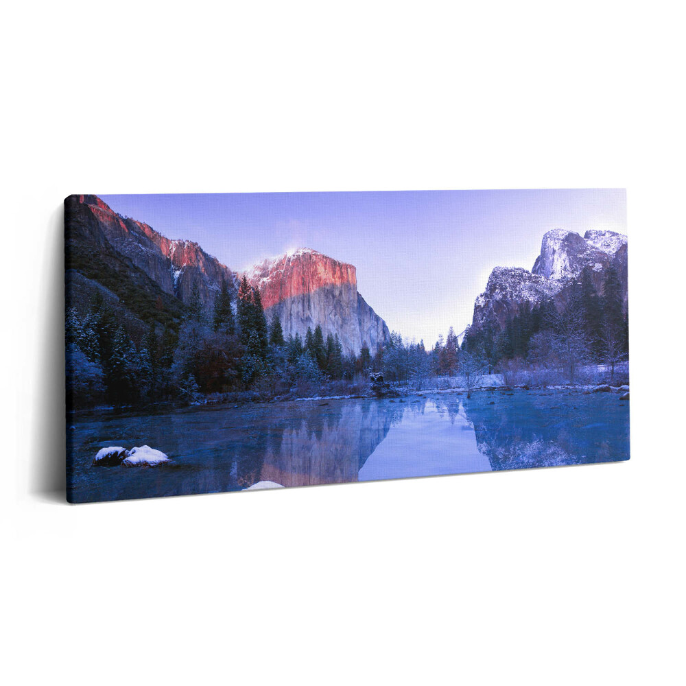 Tablou tipărite pe pânză 100x50 Peisaj lacustru de iarnă