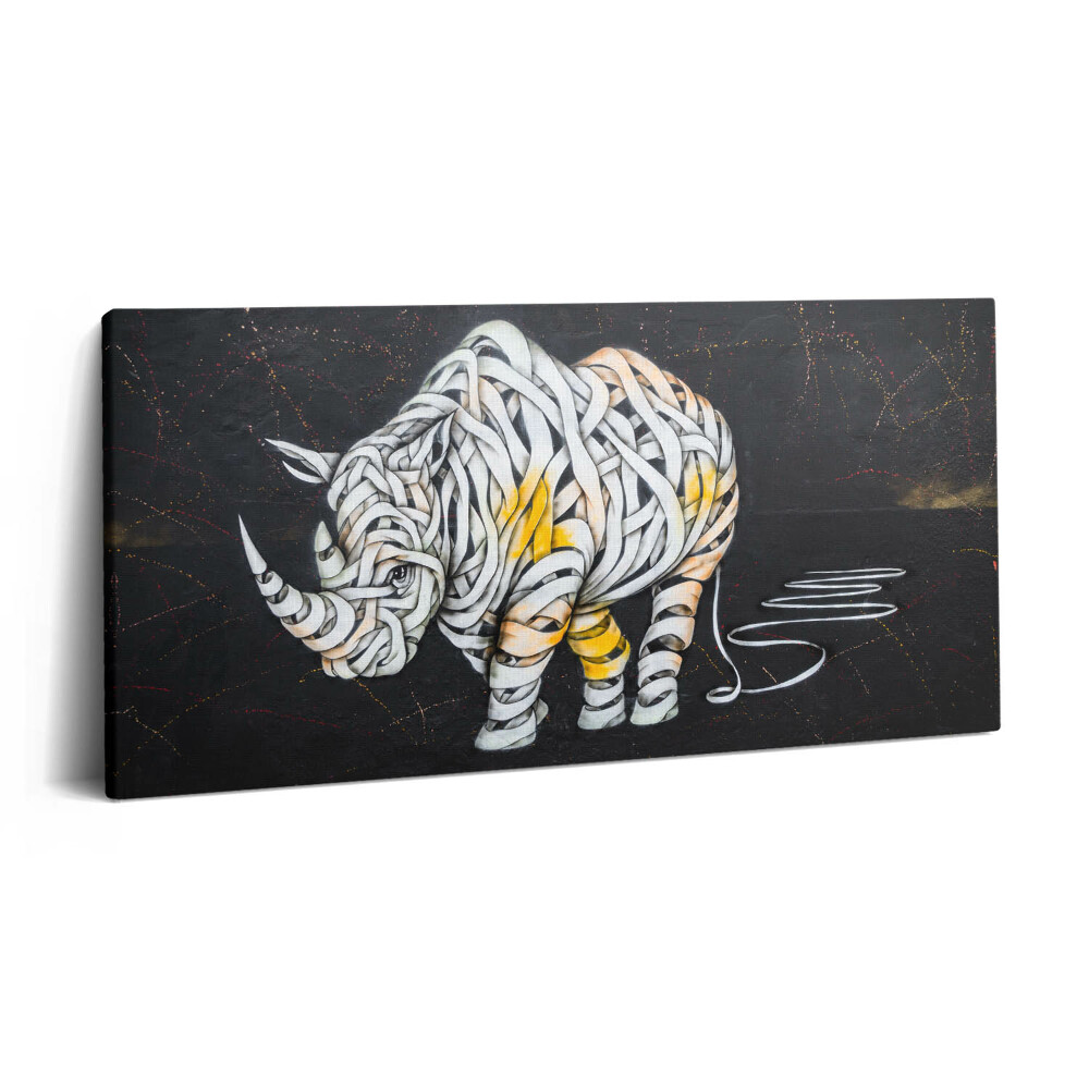Tablou tipărite pe pânză 100x50 Vedere abstractă a rinocerului și a echipei