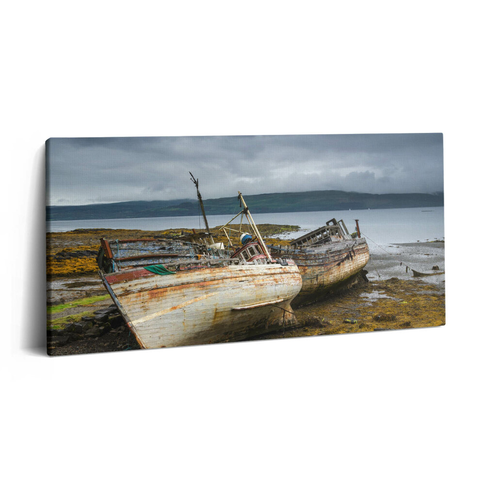 Tablou tipărite pe pânză 100x50 Golful Salen și bărcile