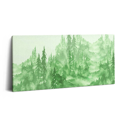 Tablou tipărite pe pânză 100x50 Natura pictată cu pădure verde