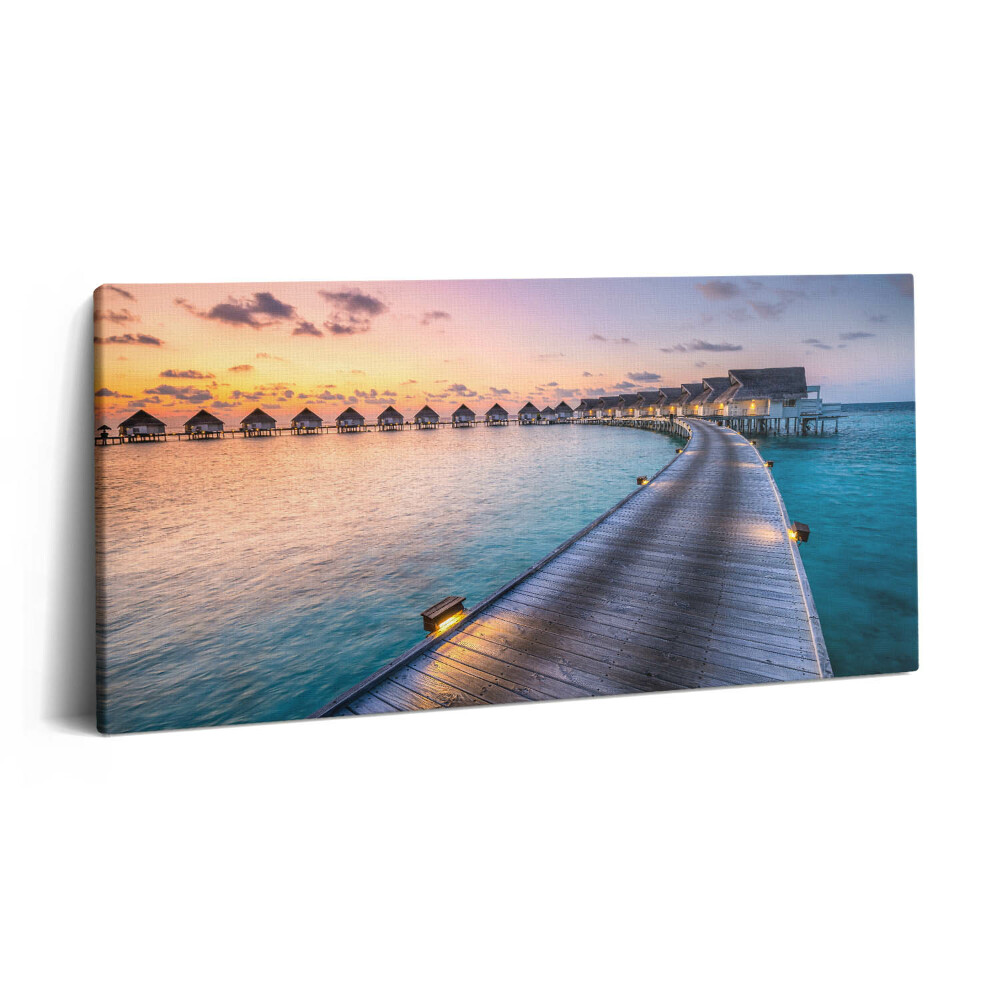 Tablou tipărite pe pânză 100x50 Apus de soare în Maldive