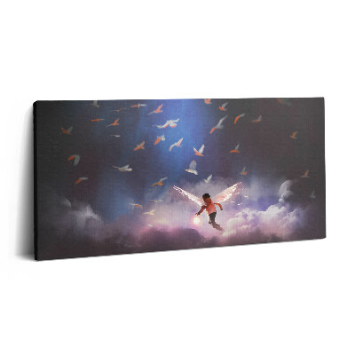 Tablou tipărite pe pânză 100x50 Băiat cu aripi de înger