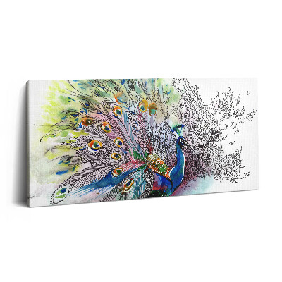 Tablou tipărite pe pânză 100x50 Păun colorat