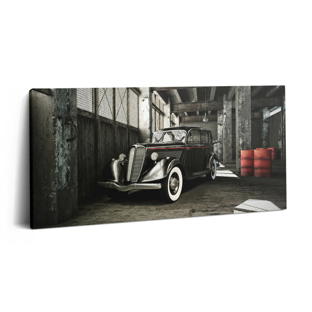Tablou tipărite pe pânză 100x50 Mașină clasică într-o fabrică veche