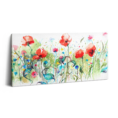 Tablou tipărite pe pânză 100x50 Maci în pajiște