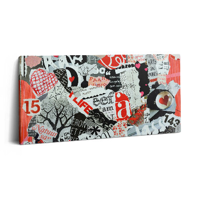 Tablou tipărite pe pânză 100x50 Moodboard cu inimioare