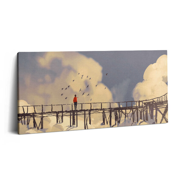 Tablou tipărite pe pânză 100x50 Bărbat pe podul vechi