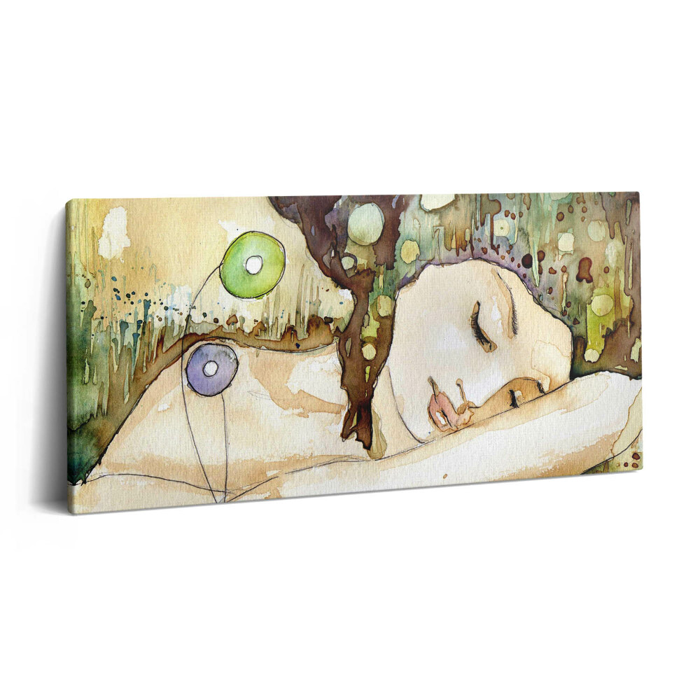 Tablou tipărite pe pânză 100x50 Pictură în acuarelă a unei fete frumoase