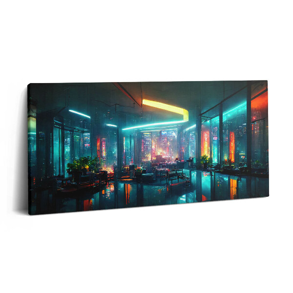 Tablou tipărite pe pânză 100x50 Un oraș în stil cyberpunk