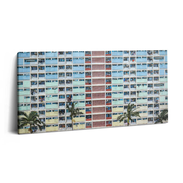 Tablou tipărite pe pânză 100x50 Clădire colorată în Hong Kong