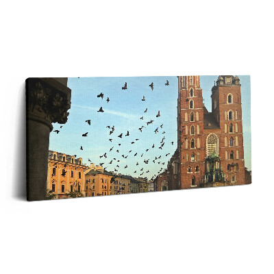 Tablou tipărite pe pânză 100x50 Porumbei în orașul Cracovia