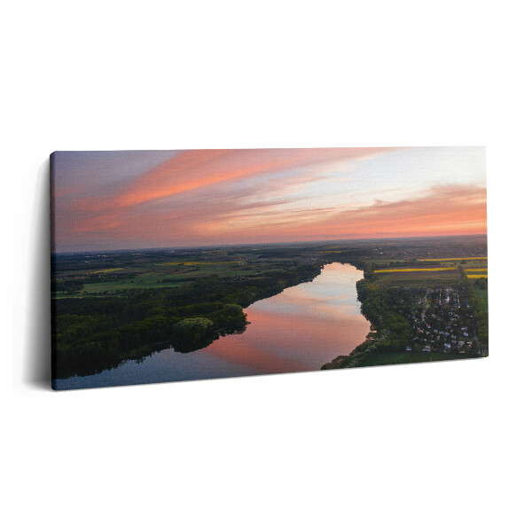 Tablou tipărite pe pânză 100x50 Vedere aeriană a lacului
