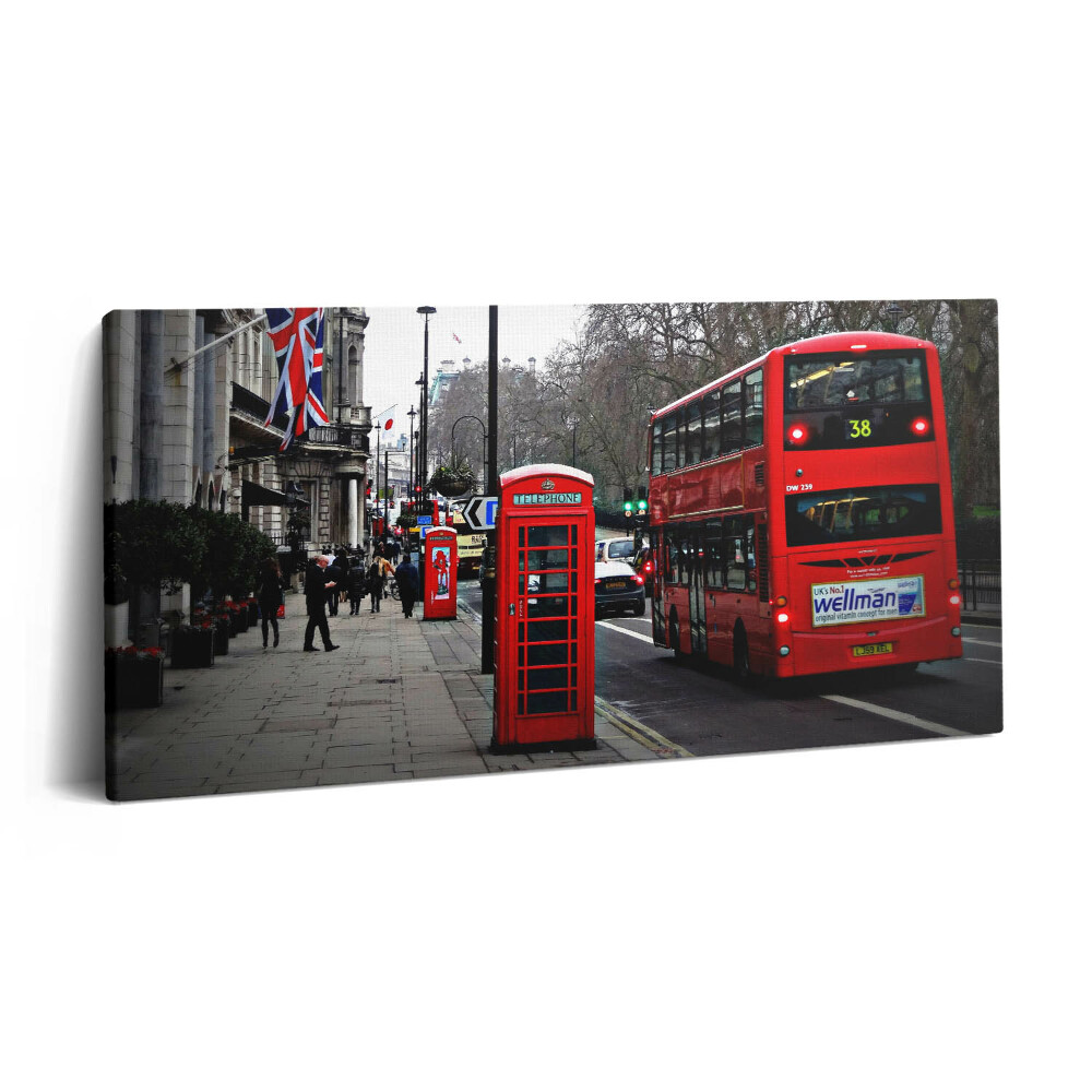 Tablou tipărite pe pânză 100x50 Autobuz și cabină telefonică englezească