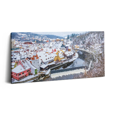 Tablou tipărite pe pânză 100x50 Panorama orașului Krumlov iarna