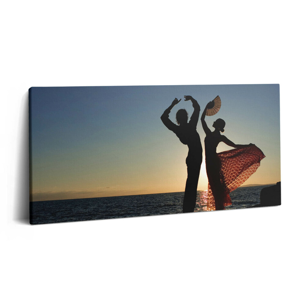 Tablou tipărite pe pânză 100x50 Dans spaniol pe plajă