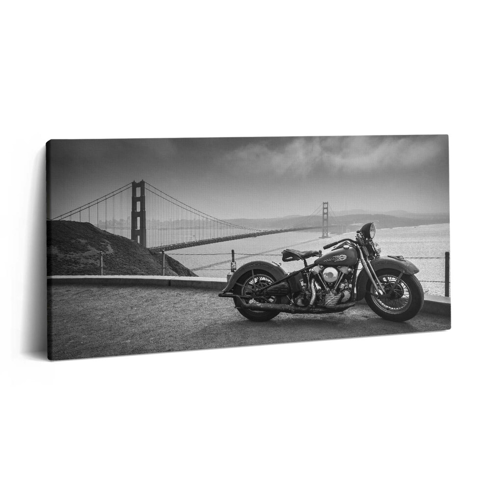 Tablou tipărite pe pânză 100x50 Motocicleta și Podul Golden Gate