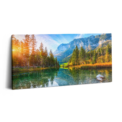 Tablou tipărite pe pânză 100x50 Peisaj de râu de munte