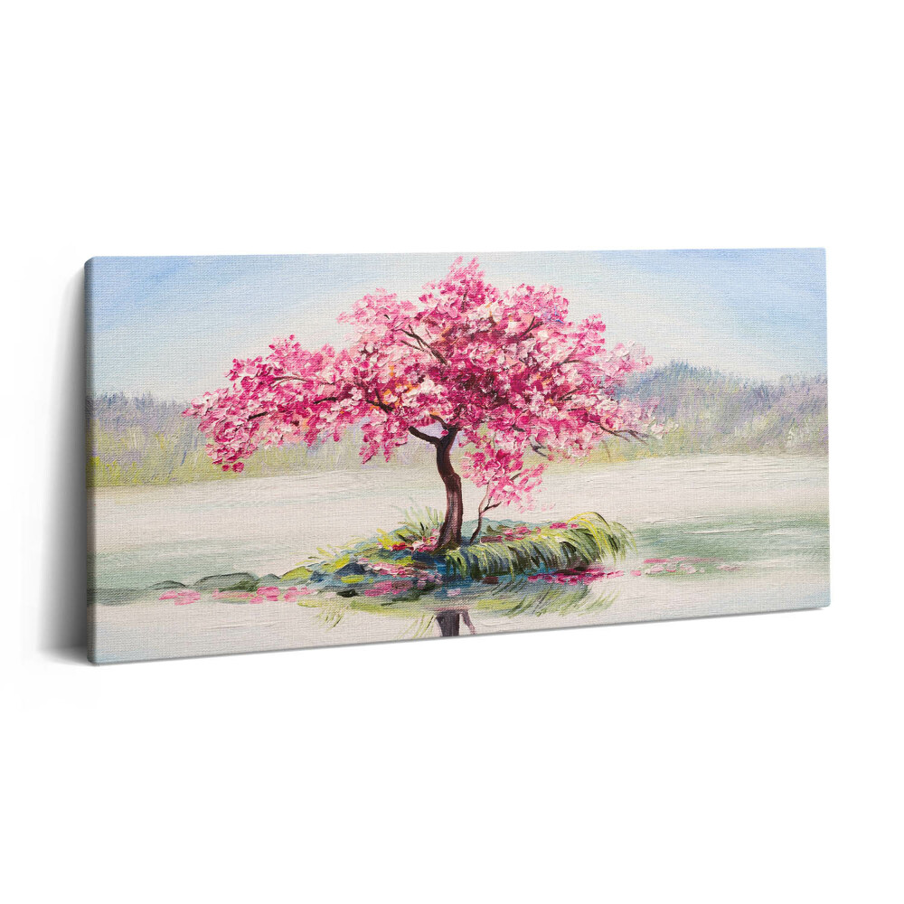 Imprimare tablou canvas 120x60 Mozaic care înfățișează un copac înflorit al îndrăgostiților