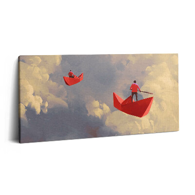 Imprimare tablou canvas 120x60 Călătorii pe nave de hârtie