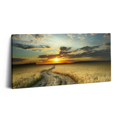 Imprimare tablou canvas 120x60 Drum de pământ și apus de soare