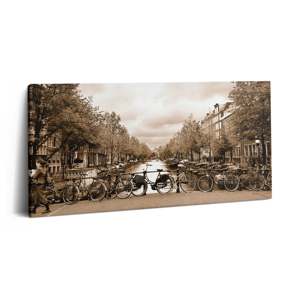 Imprimare tablou canvas 120x60 Vedere a Amsterdamului cu bicicleta