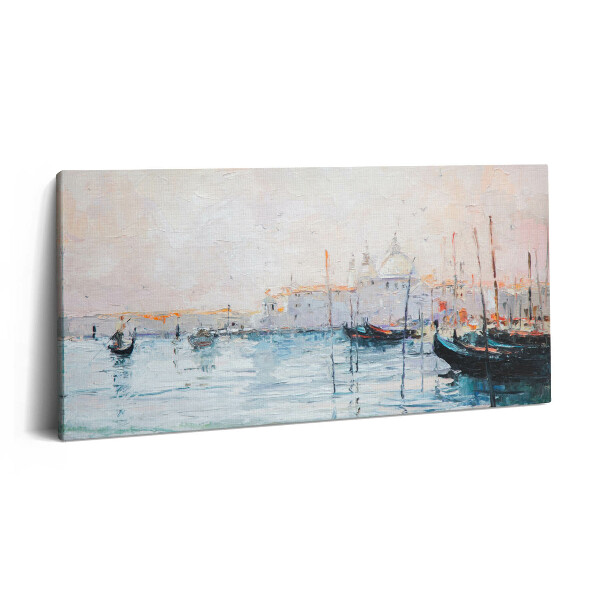 Imprimare tablou canvas 120x60 Pictură în ulei cu gondole venețiene