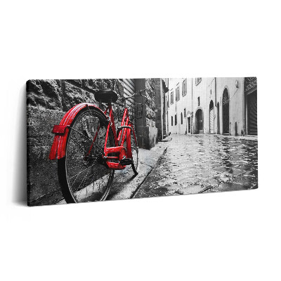 Imprimare tablou canvas 120x60 Bicicletă vintage și stradă retro a orașului