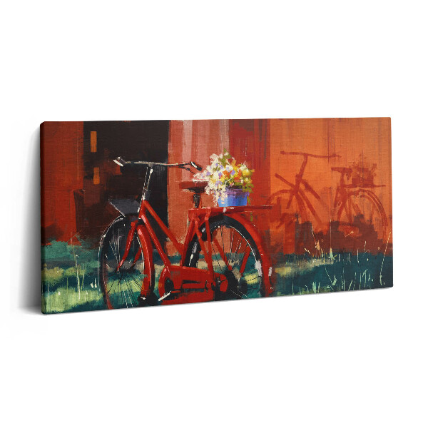 Imprimare tablou canvas 120x60 Bicicletă cu aranjament floral